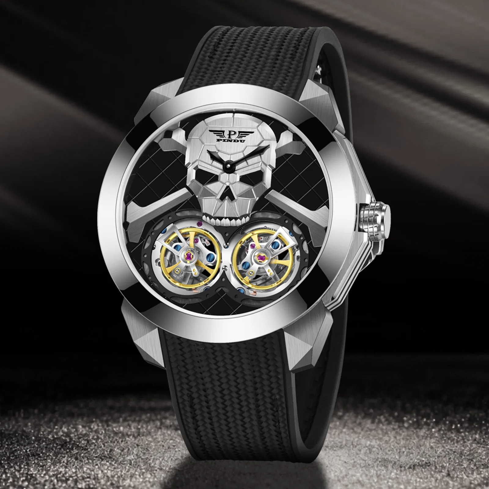PINDU Design New MIYOTA 8215 Mechanical Watch Men Celestial body Dial Sapphire Stainless Steel Waterproof Automatic Luxury Watch