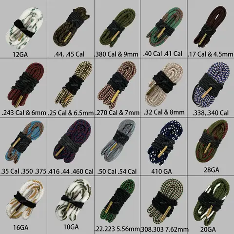 MIDUG 12 GA Kit per la pulizia della pistola Foro del fucile Pulito Canna del serpente Foro Spazzola Corda per 9mm.22.223 5.56mm.308 7.62mm.44.45cal Pistola
