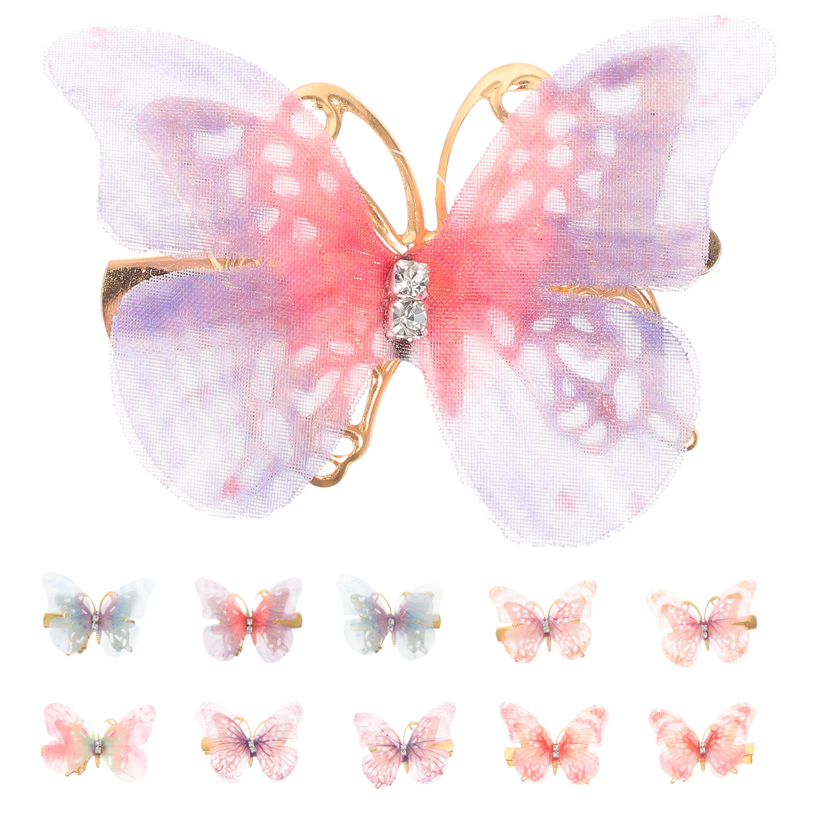 

12 Pcs Butterfly Hair Clips Tiny Accessories Spring Summer Hairpins Elegant Wedding Prom Party Decorations Stylish Hair