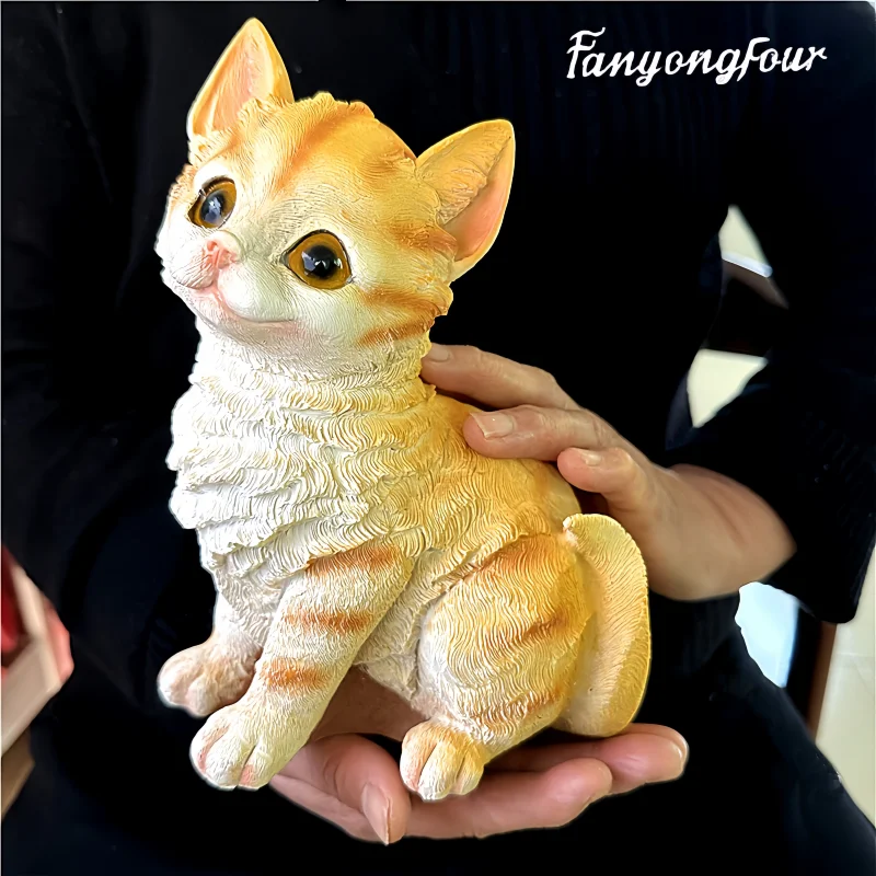 Fan Yong Four Silicone Mold Large Cat DIY Can Make Gypsum Resin Concrete Crafts Home Decoration Ornaments