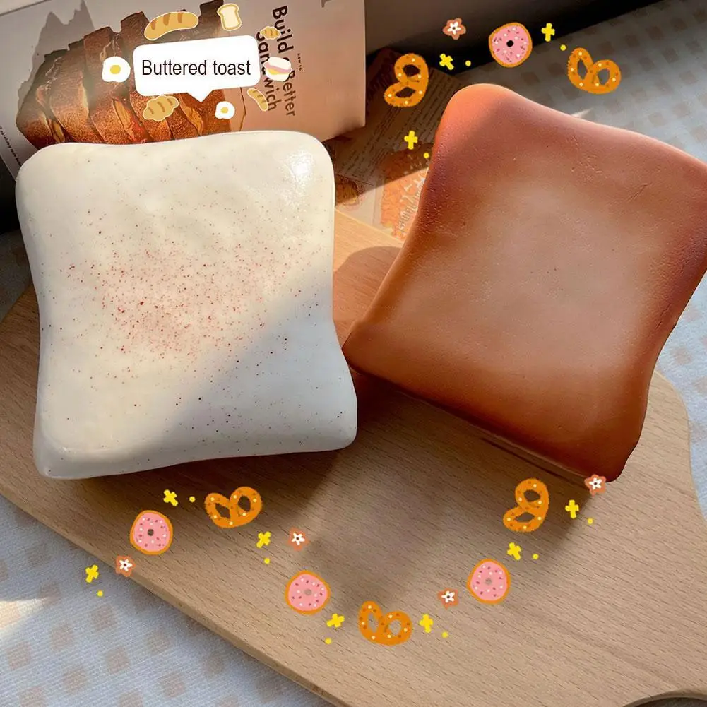 Ultra Soft Slow Rising Cream Toast Squishy Realistic Food Stress Relief Decompression Fidget Sensory Toy for Adults Novelty Gift