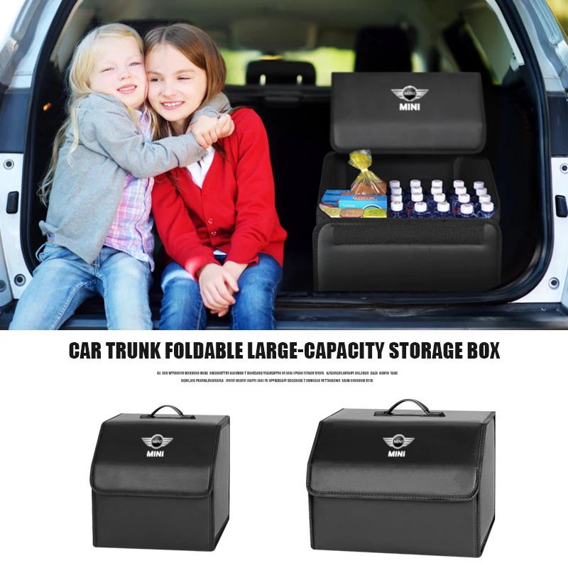 

Car Trunk Organiser Leather Camping Foldable Luggage Storage Boxes For MINI WORKS Cooper R56 F50 F55 F56 R50 R53 R55 R60 One JCW