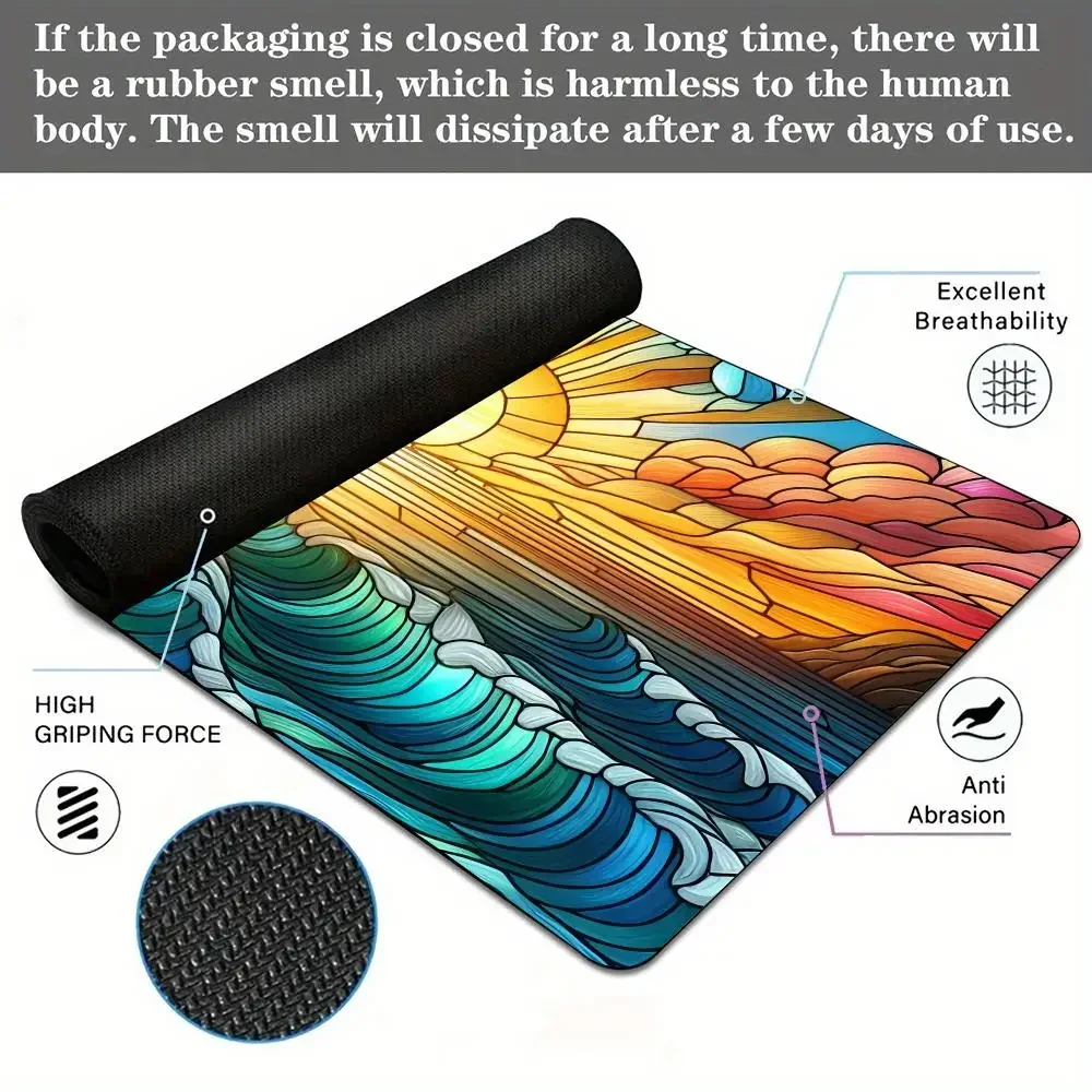 Kunstpixel stijl landschap thema Muismat Bureaumat met gestikte rand antislip rubberen basis pc-accessoires magische speelmat mauspad