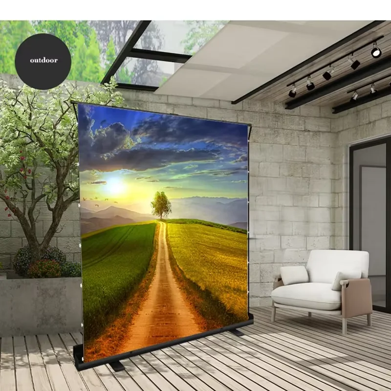 Yovanxer 16:9 ALR شاشة عرض سحب ما يصل إلى علامة التبويب التوتر غلاف أسود لمعارض السينما المنزلية للاستخدام الخارجي