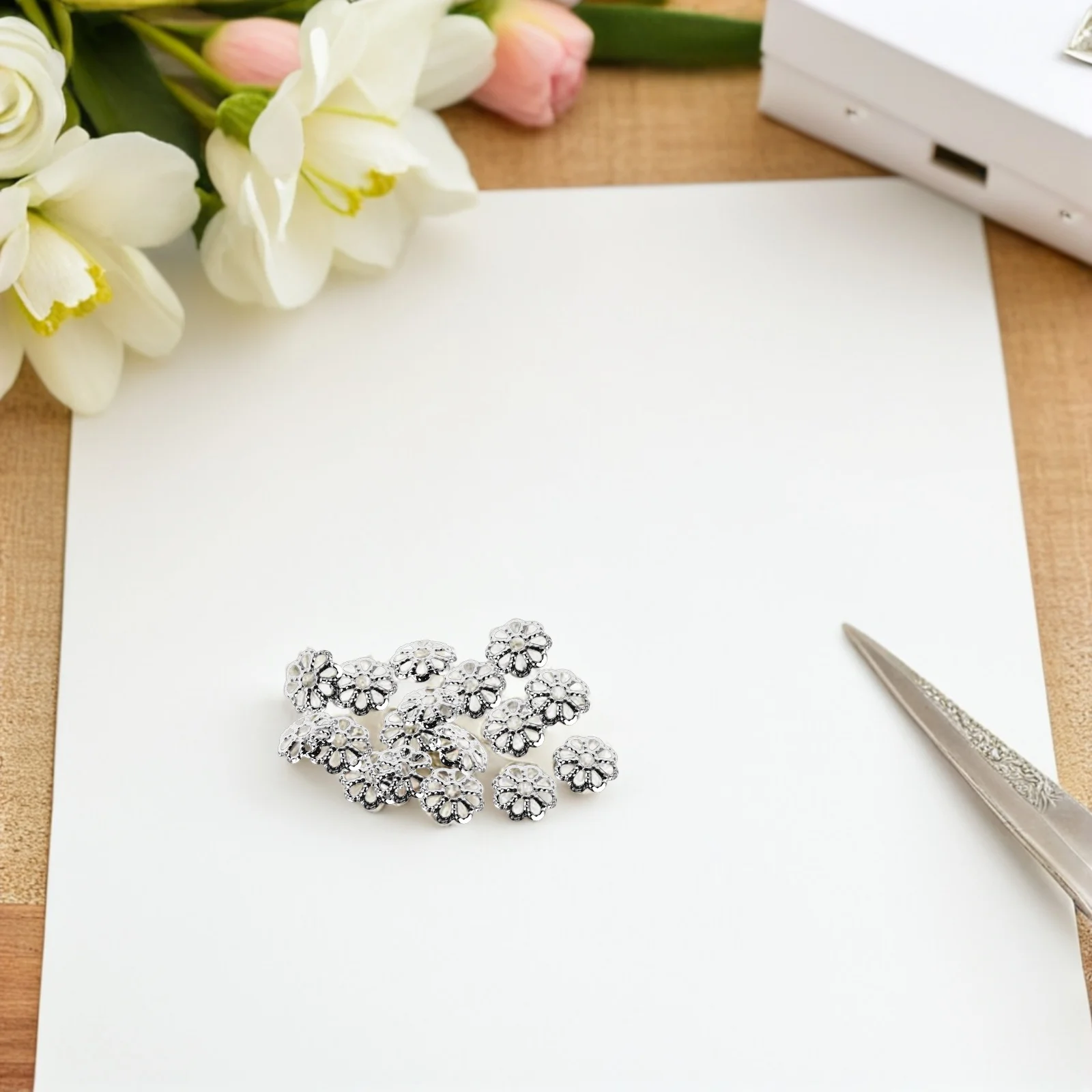 

600pcs Hollow Floral Bead Caps 7Mm Metal Spacer Beads For Diy Jewelry Earrings Bracelets Necklace Making Supplies Lightweight