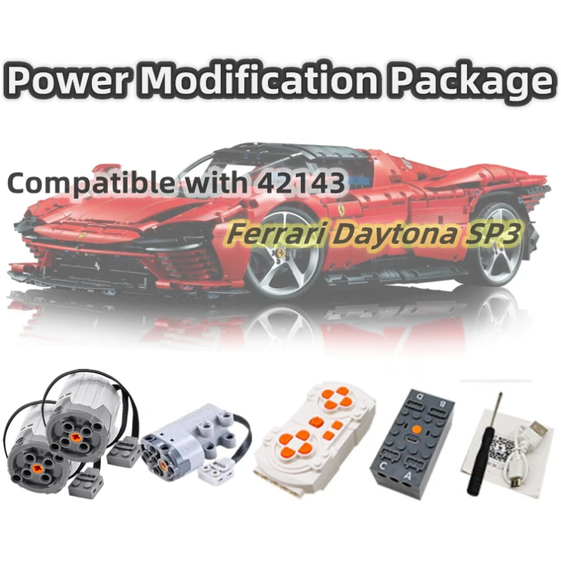 Refitted Engine LED Light Set Remote Control Motor Accessories Compatible LEGO 42143 FerrariI Daytona SP3 Building Blocks Brick