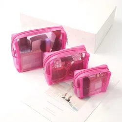 3Pcs/Set Small Large Cosmetic Bags Simple Mesh Storage Toiletry Bag PWomen Female Lightweight Transparent Makeup Bag with Zipper