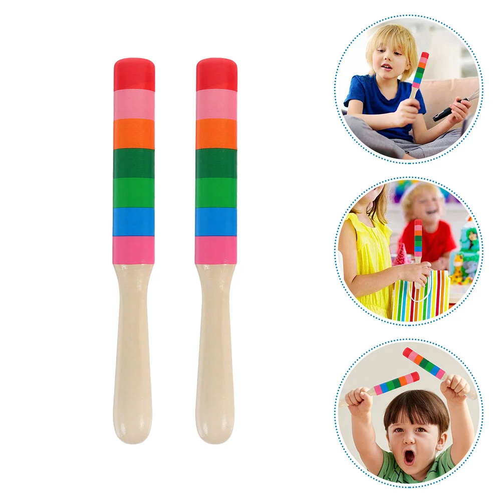 2 Pairs Log Percussion Instrument Accessories Wooden Music Sticks Musical Instruments