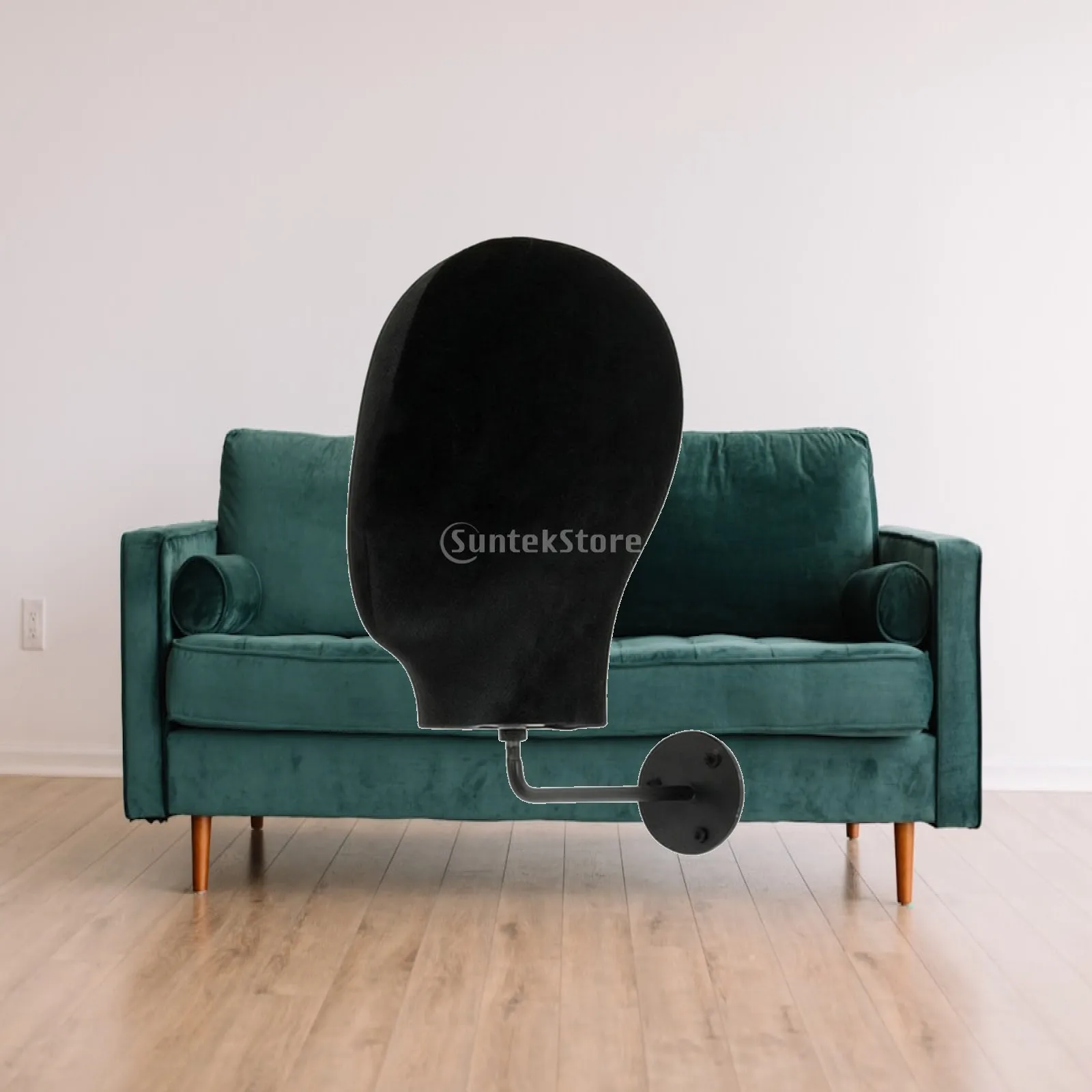 Wall-Mounted Mannequin Head Professional Hairpiece Display with Metal Arm