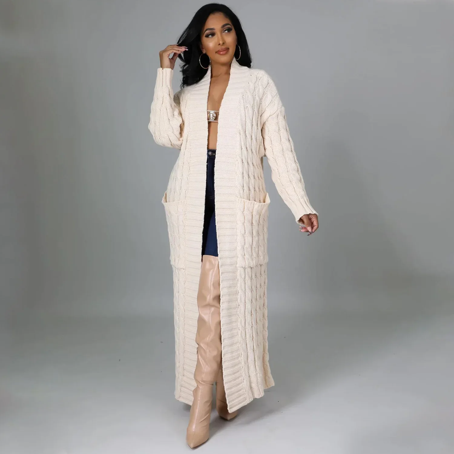 

Fashion Solid Sweater Cardigan Spring Winter Long Sleeve Knitted Long Coats Tops Casual 13 Colors Streetwear Outdoor Y2K Clothes