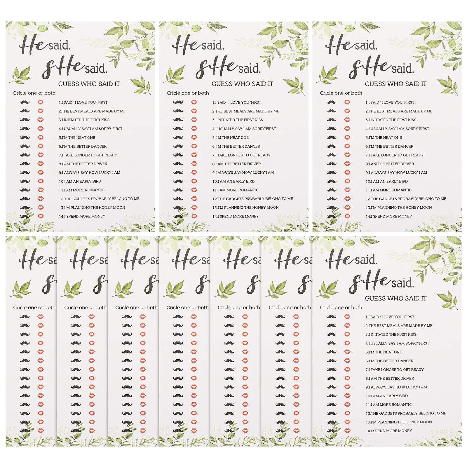 

10 Pcs Game Cards Bridal Shower Party Supplies Fun Activity Props Modern Bridal Shower for Lightweight Storage