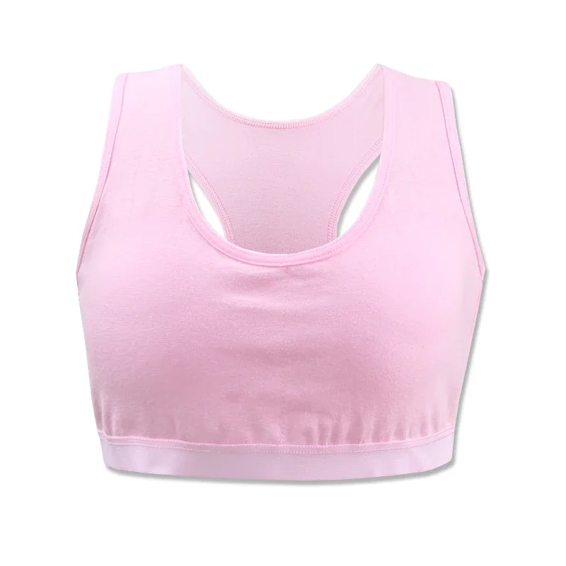 Teenage Cotton Sports Bra com Peito para Meninas, Teen Training Bra, Roupa Interior, 8-14Years Old Kids, 5 Pcs