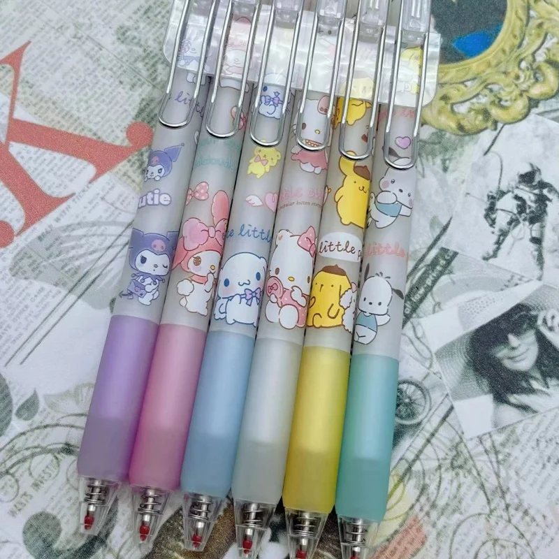 6 pcs/lot Sanrio Kuromi Melody Kitty Press Gel Pen Cute 0.5mm Black Ink Neutral Pens Promotional Gift Office School Supplies