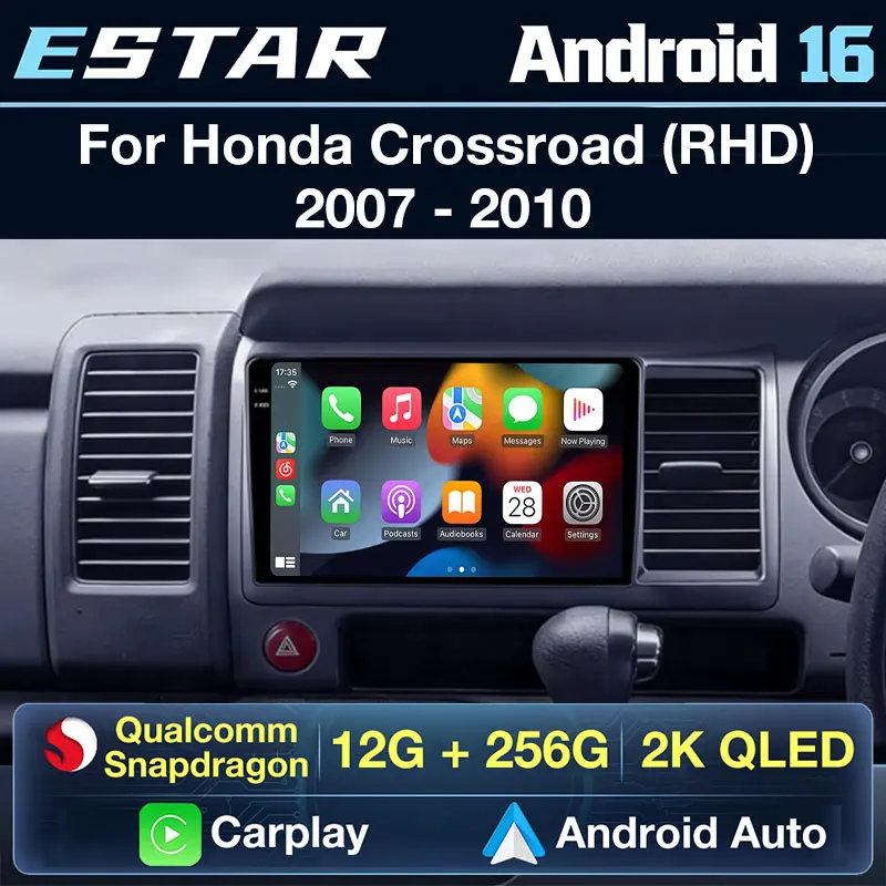 Wireless Carplay Android 16 For Honda Crossroad 2007 - 2010 RHD Car Radio Navigation GPS RDS Video Player Head Unit Octa Core BT