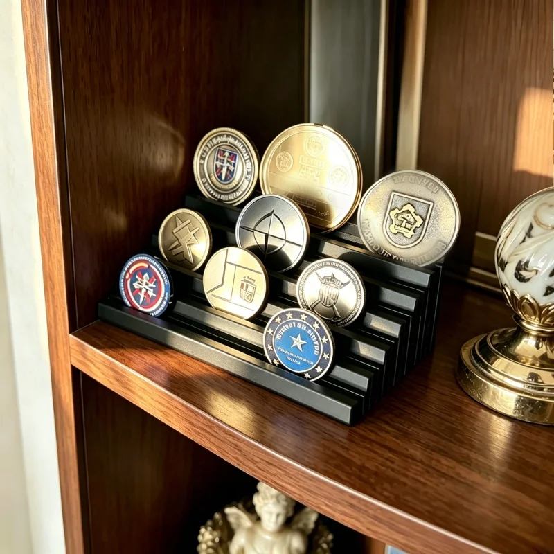1pc-Multi-tiered Commemorative Coin Display Stand; Suitable for Decorating Game Rooms, Studies, and Offices; an Ideal Gift.