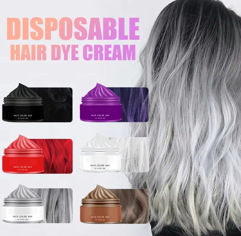 30G temporal Color de cabello cera hombres Diy barro una sola vez moldeado pasta tinte crema Gel para el cabello para teñir el cabello estilo tinte crema marrón