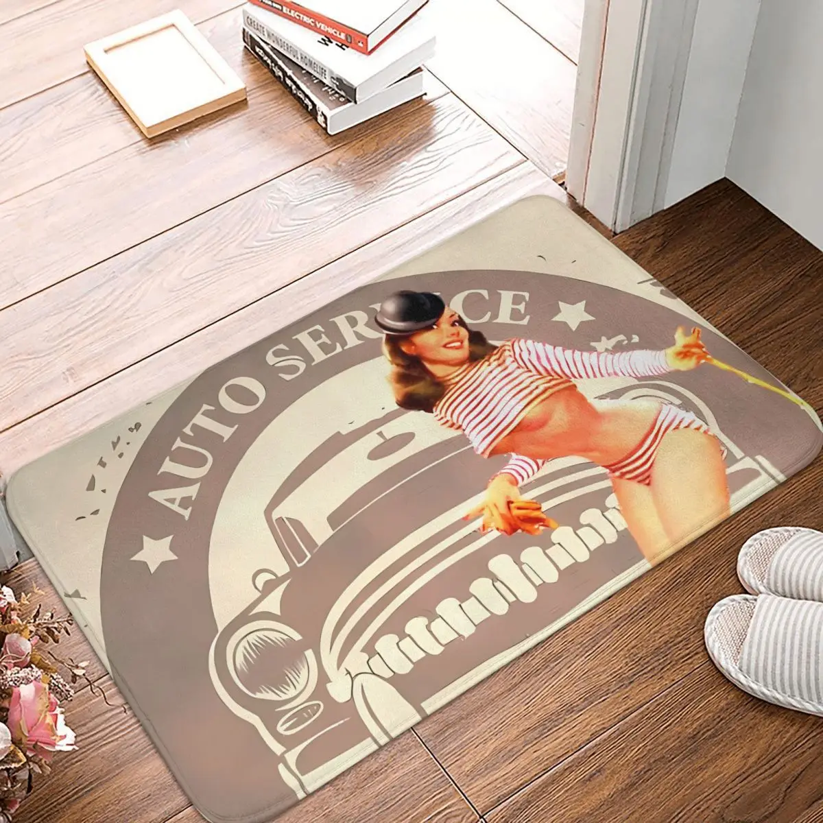 Pin Up Girl Bath Non-Slip Carpet Vintage Living Room Mat Entrance Door Doormat Floor Decoration Rug