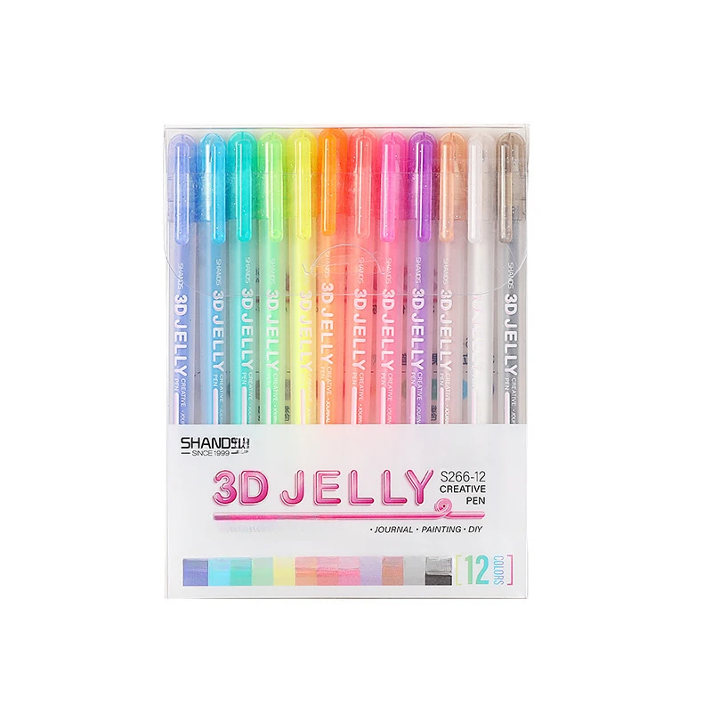 3D Three-dimensional Jelly Pen Student Highlighter Stationery Handbook Set Painting Pen Key Mark Marker Pen Aesthetic Stationery