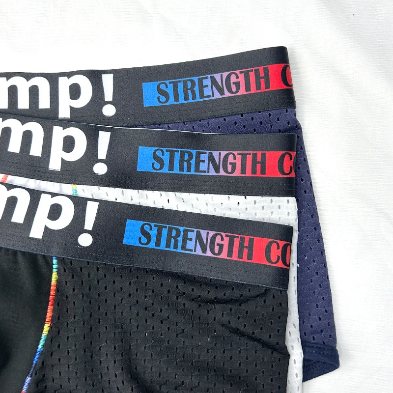 الرجال الملاكم شبكة تنفس مثير الرياضة موضة منخفضة الارتفاع Boxershorts الذكور بلون رجل الموضة السروال جذوع