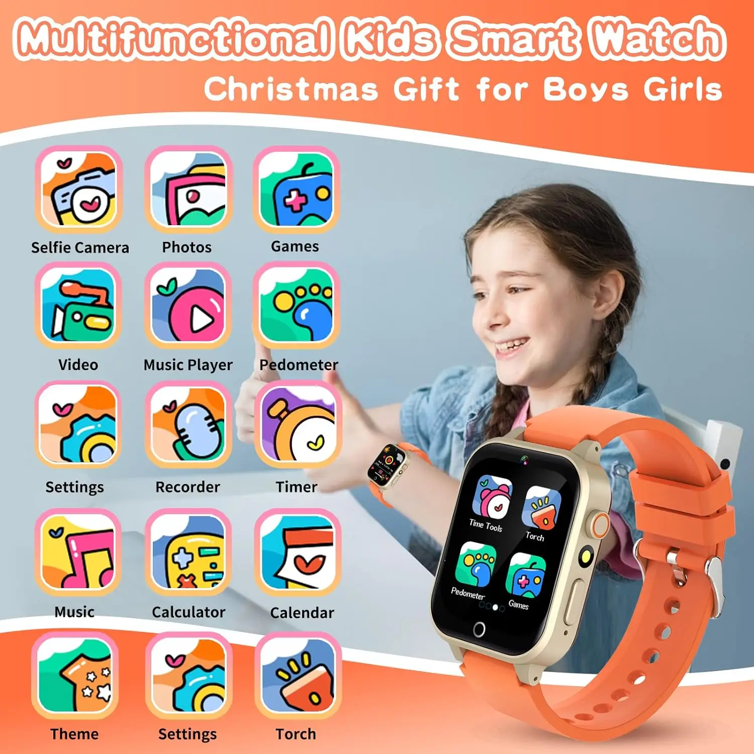 

Kids Games Smart Watch for Age 5-12 Kids Gifts with 26 Games fun photo taking Music Player Pedometer Flashlight etc.