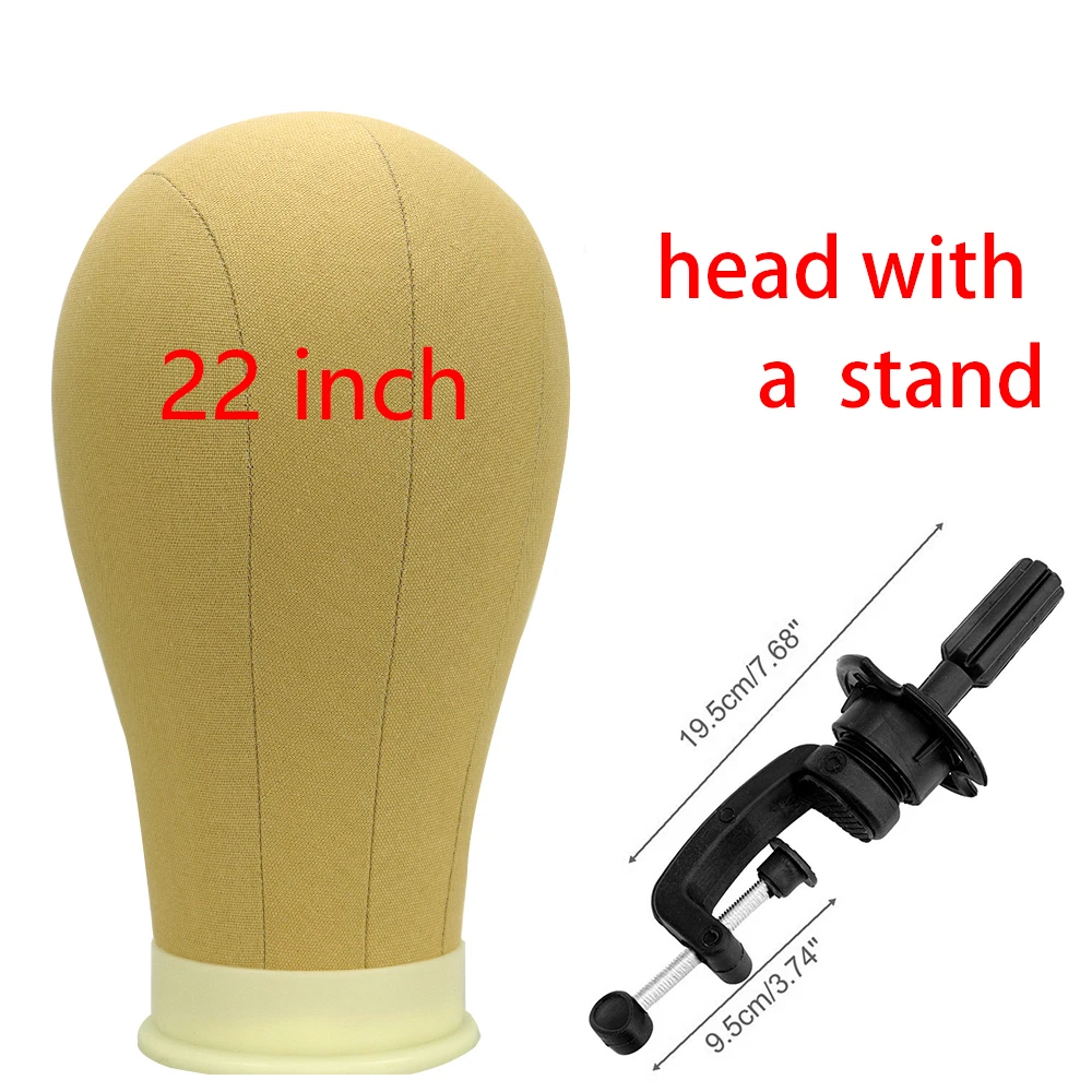 22 Inch Beige Canvas Block Head Wig Making Mannequin With Marking Lines For Wig Styling Hat Display Professional Salon Craft Acc