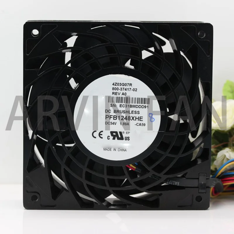 

PFB1248XHE 12038 12cm DC 54V(48V) 1.89A Dual Ball Bearing Powerful Inverter Server Axial Cooling Fan