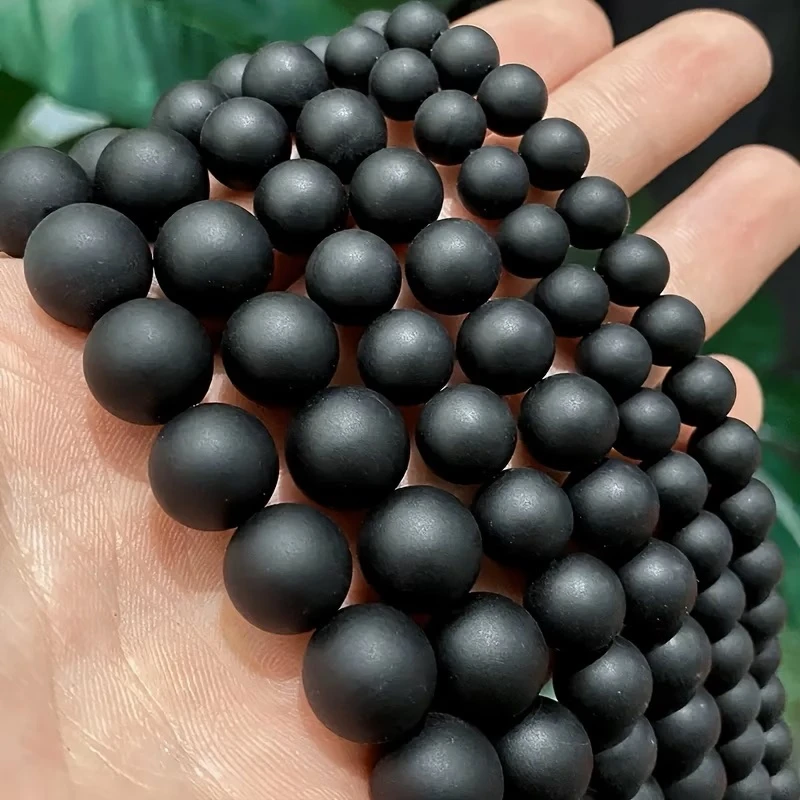 4/6/8/10/12mm Natural Dull Polish Matte Black Onyx Agates Round Stone Beads For Jewelry Making 15.5 inches DIY Bracelet Necklace
