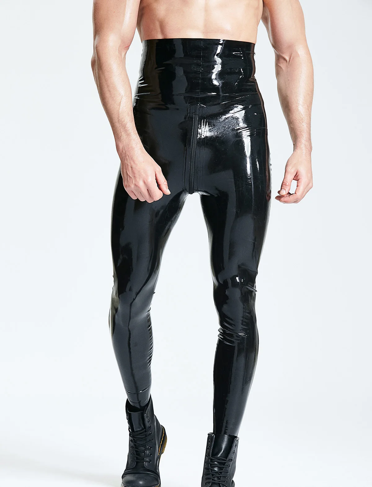 

latex gummi leggings extremely high waist with socks two way crotch-zip 0.4mm