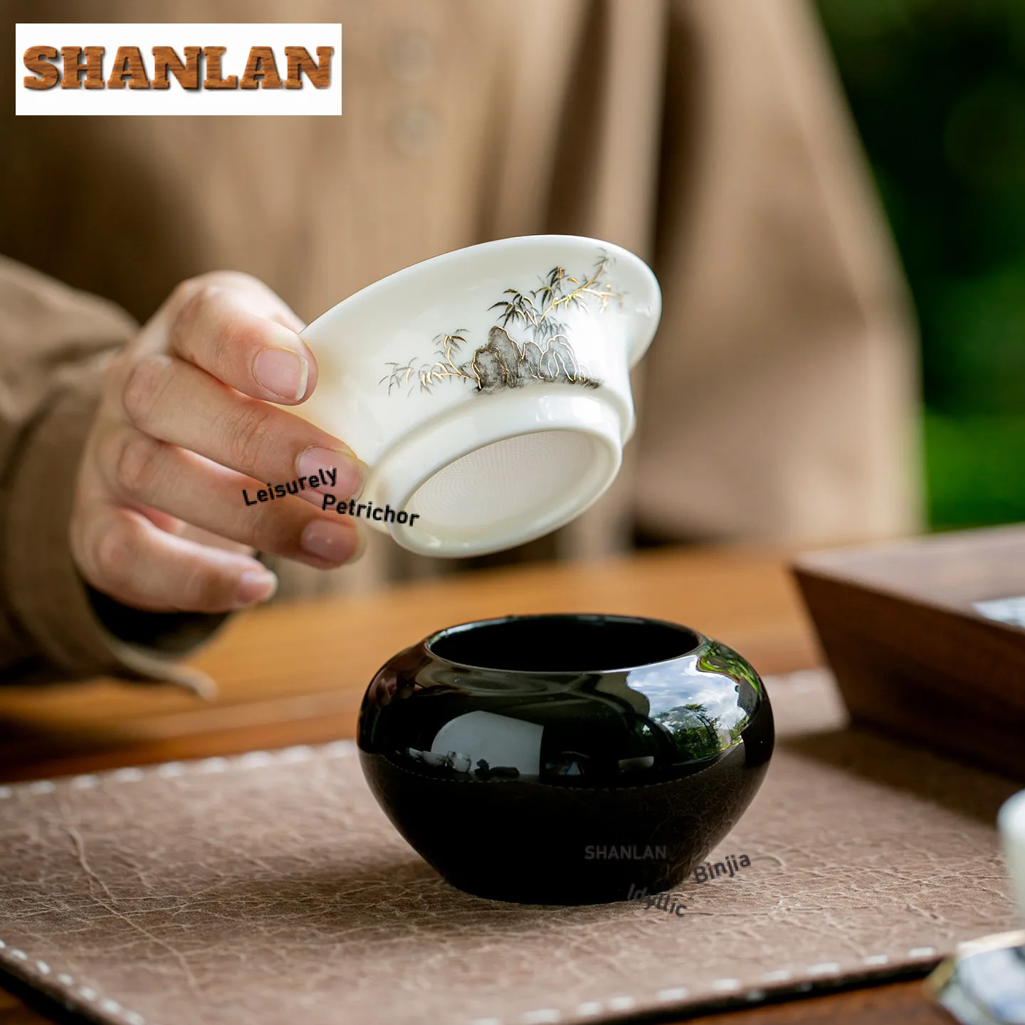 Taihu حجر الخيزران اليشم الخزف فاصل الشاي Infusor الفاخرة مصفاة شاي موزع صنع الشاي تصفية درينكوير الحلي #5