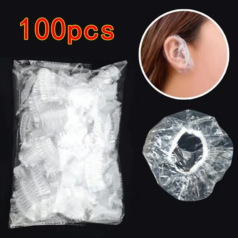 100/300Pcs Disposable Hairdressing Earmuffs Salon Clear Ear Cover Ear Protection Hair Dye Protect Cap Hair Color Styling Tool