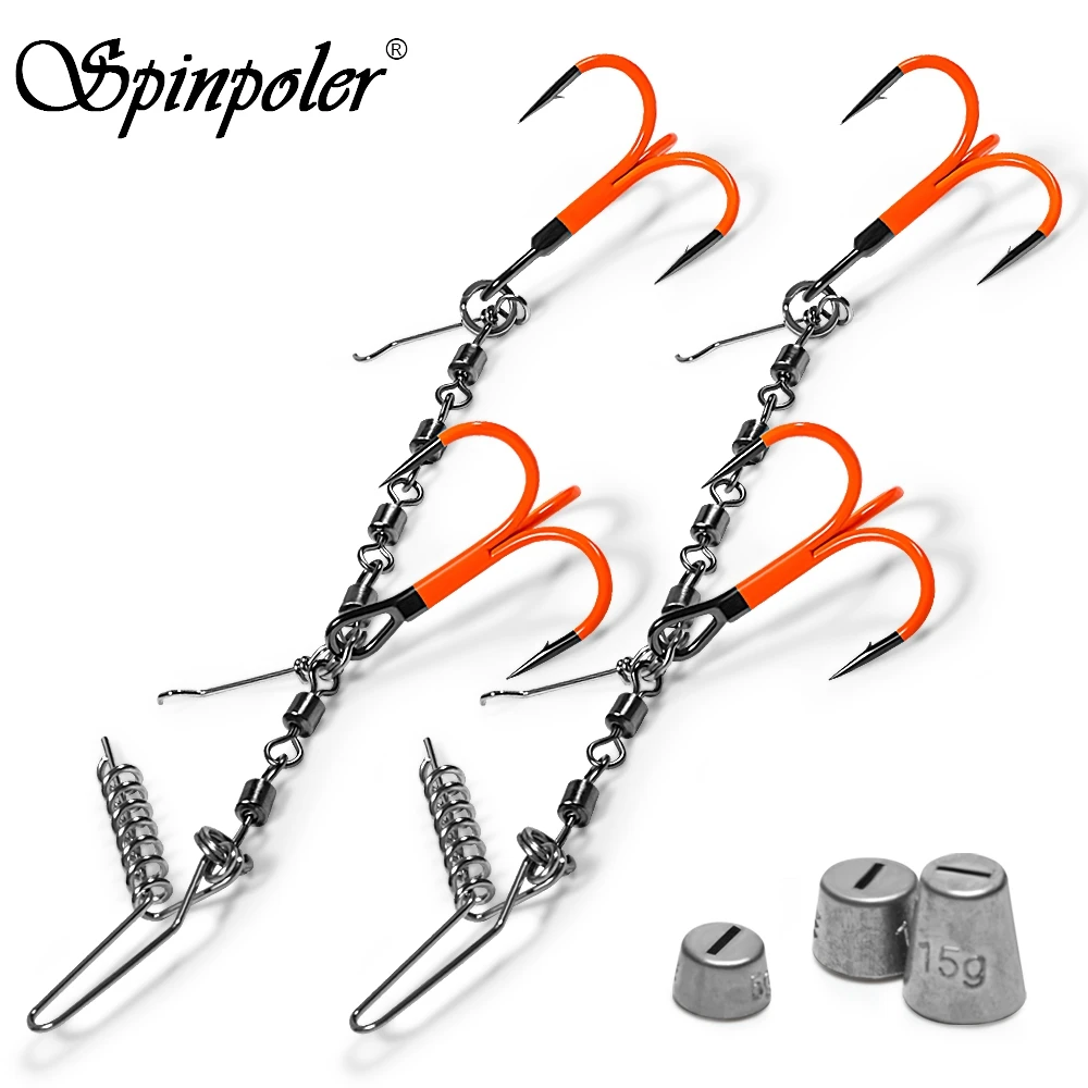 Spinpoler Multi-Depth Rolling Swivel Flame Stinger Rig # 1 # 1/0 # 2/0 Рыболовный крючок с УФ-активацией и грузилом, мягкая приманка для плавания