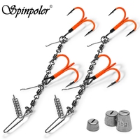 Spinpoler Multi-Depth Rolling Swivel Flame Stinger Rig #1 #1/0 #2/0 UV-Active Fishing Hook With Sinker Weight Soft Bait Swimbait