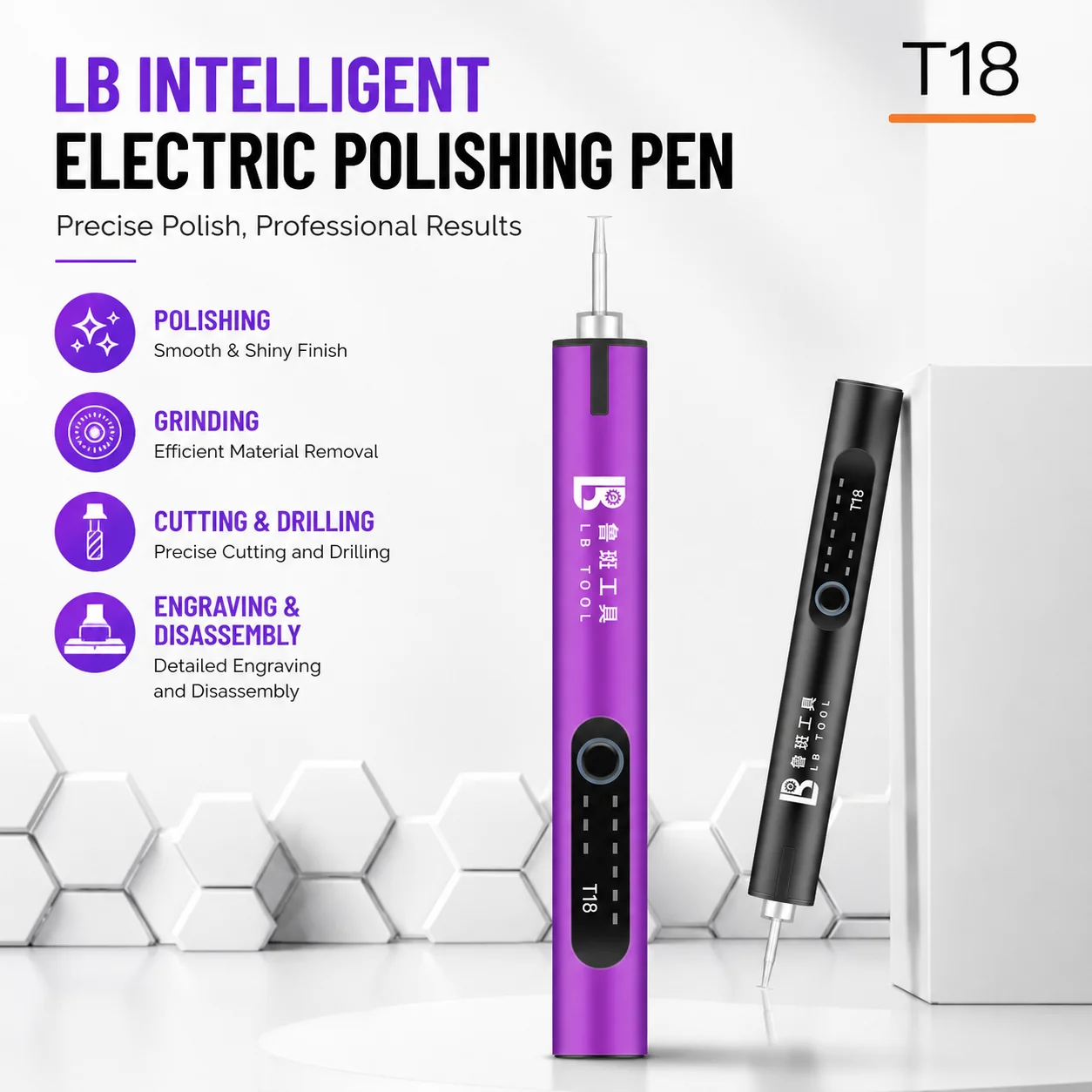 LB Tool T18 T20 Intelligent Electric Polishing Pen 3-Speed Engraving Grinding Tool For Phone CPU IC Lattice Cutting