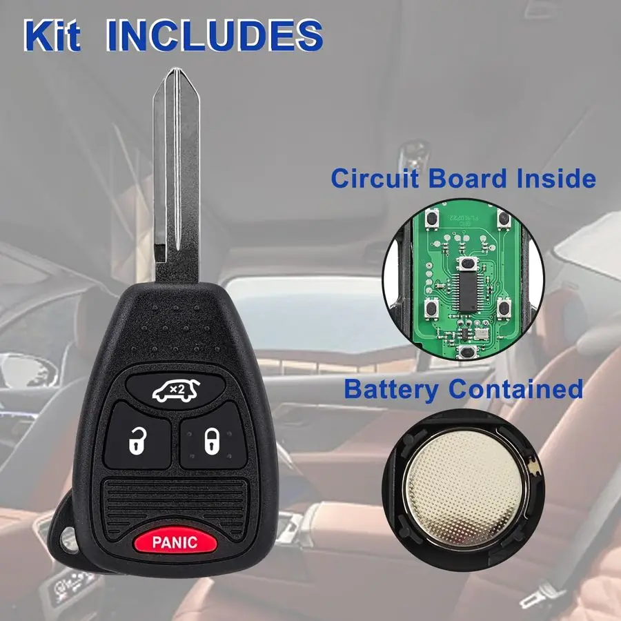 استبدال مفتاح فوب متوافق مع كرايسلر 200، بي تي كروزر، سيبرينغ أمبير دودج أفنجر كاليبر 315 ميجا هرتز FCC ID OHT692427AA Progra #4