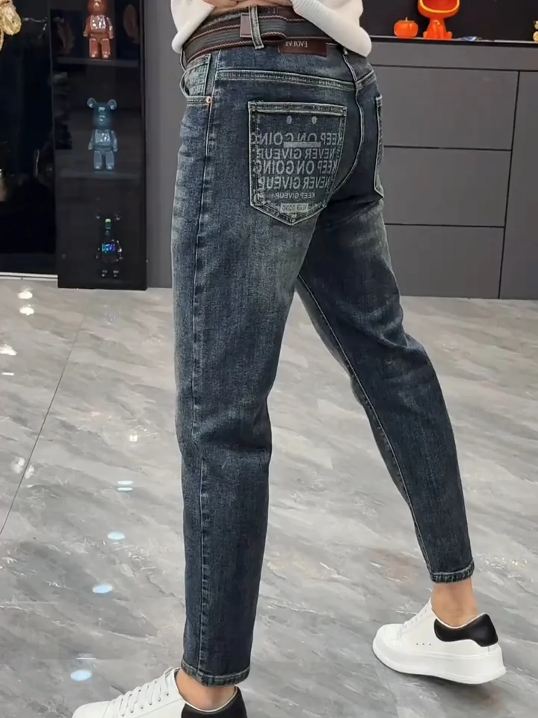 

New Men's Faionable High-Quali Denim Jeans Autumn Winter Sli Lightweight Versatile Trendy Haome Stand Fit Jeans