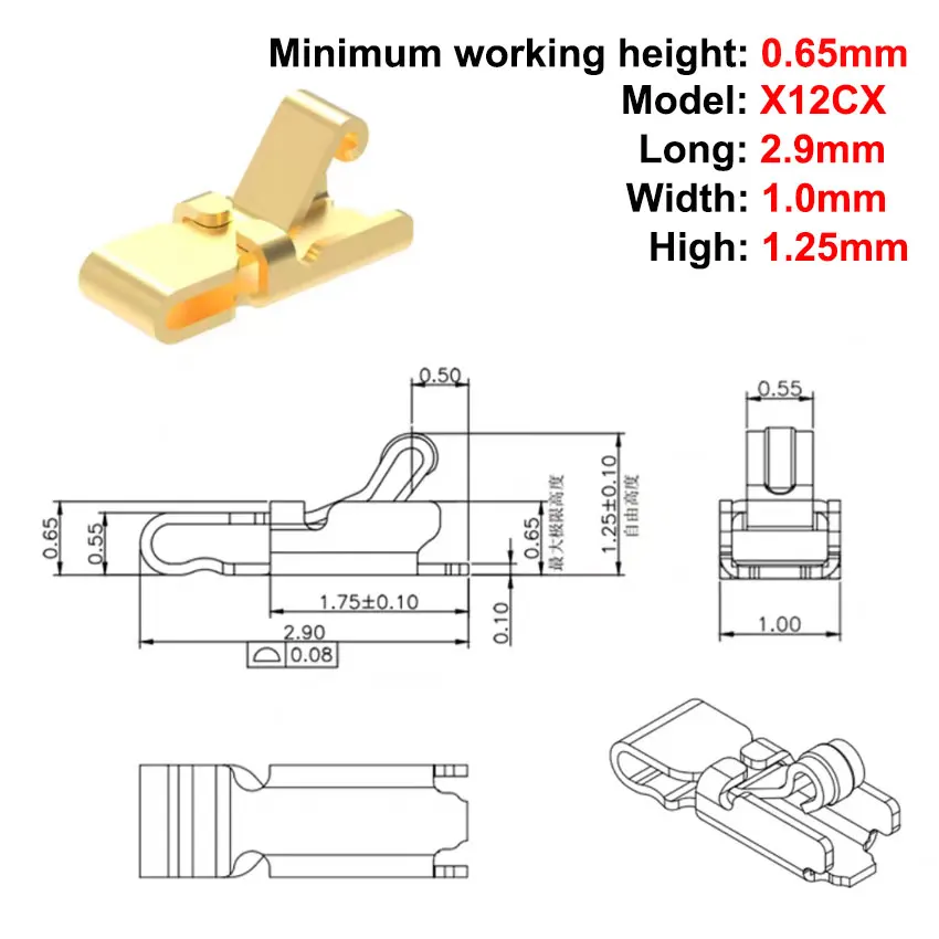 10PCS Conductive Battery Contact Spring Connector Terminal Gold-Plated Stainless SteelGrounding RF Antenna Spring Side Pressure