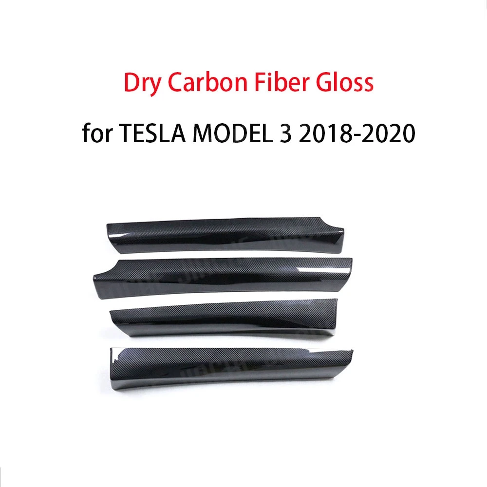 Dry Carbon Fiber Inner panel Door Trim for Tesla Model Y & Model 3 Real Carbon Fiber Interior Panel Sticker Gloss Matte