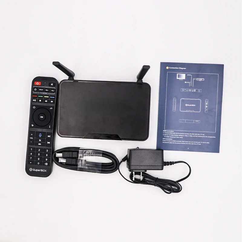 The newest set-top box Superbox S3 Pro Android 9.0 set top box with voice control hotkeys functions and 7days playback