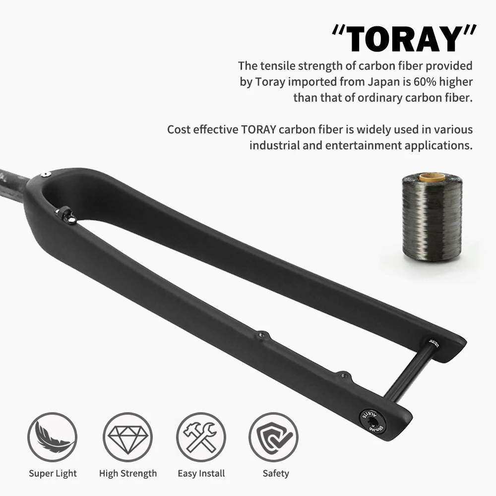 No Logo Gravel Carbon Bike Fork Road Bike Fork 100mm Max 45C 1-1/8