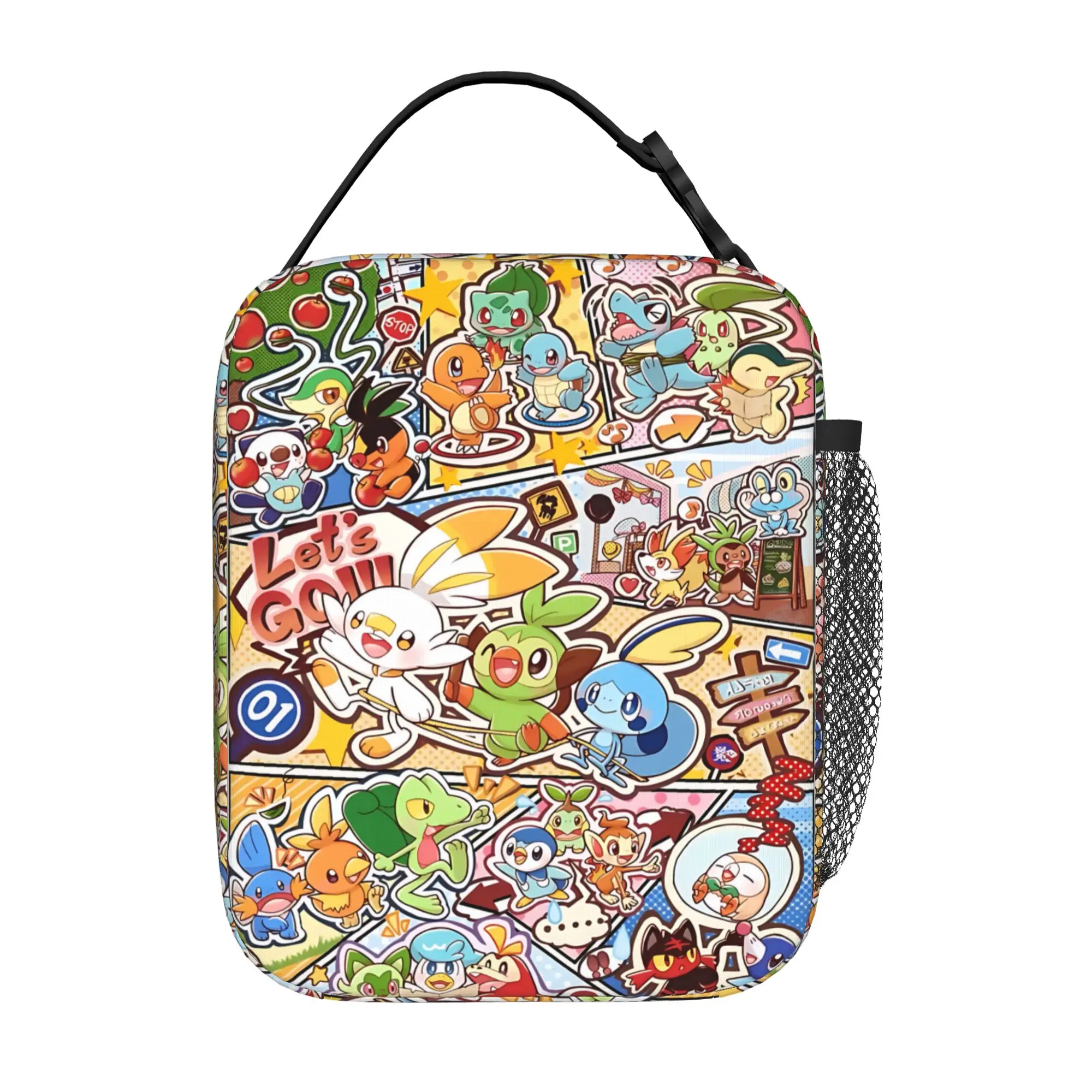 Cartoon Pokemon Theme Insulated Lunch Bag Insulation Bento Pack Rice Bag  bolsa Student Bento Lunch Handbag Insulation
