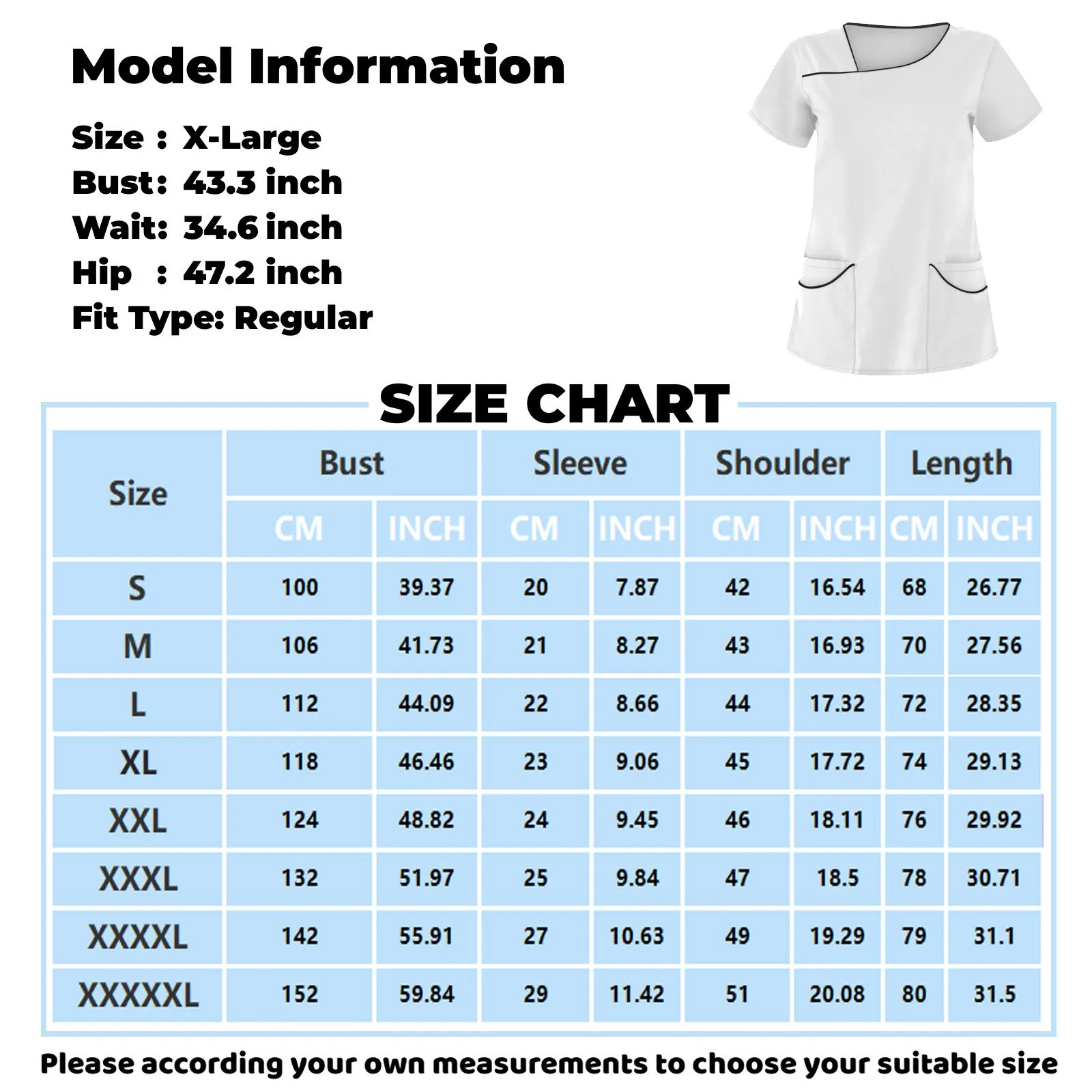 Female Lightweigt Solid Color Casual Nurse Uniform Basic Comfortable Short Sleeve Pocket Medical Scrubs Tops Working Clothes