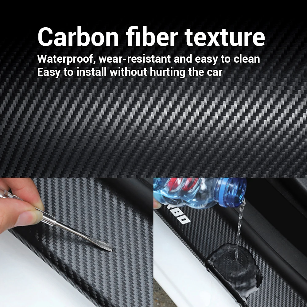 1/4PCS For Audi A1 B6 S Q5 S3 Q2 B7 A3 B5 TT 8P B8 B9 S5 A4 Carbon Fiber Car Door Sill Trunk Door Protector Sticker Center Cover - view 6