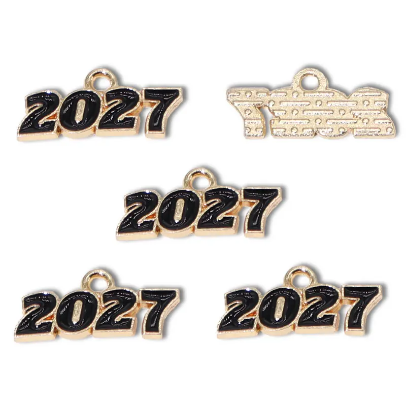 20pcs New Enamel Year 2025 2026 Charm for Necklace Pendant Keychain Pendant Diy Jewelry Making Craft Materials 9*18mm W344