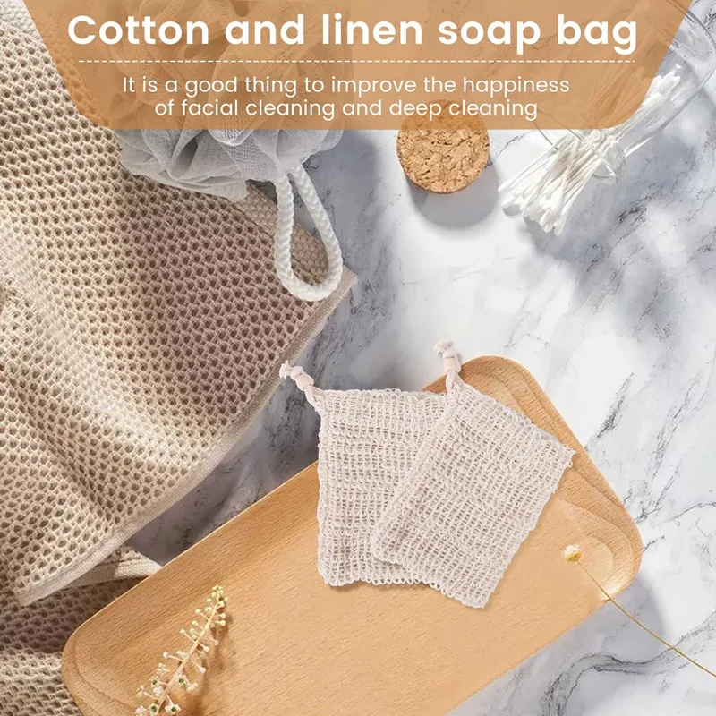 30er Pack natürlicher Sisal Seifen beutel Peeling Seifensc honer Beutel halter mit Holz perlen