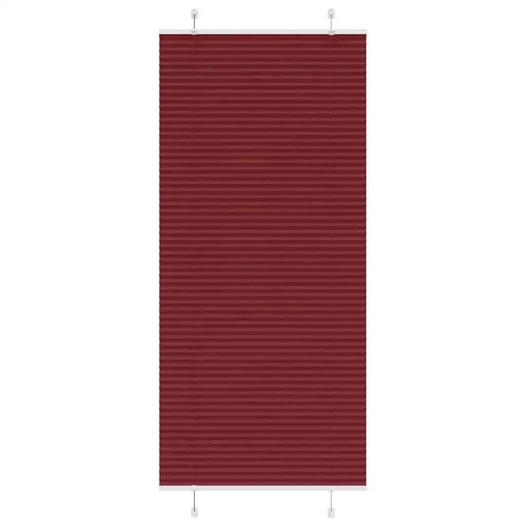 Bordeaux Red Pleated Blind 100x200 cm, 99.4 cm Wide, Durable Polyester Fabric, Perfect for Home Decor