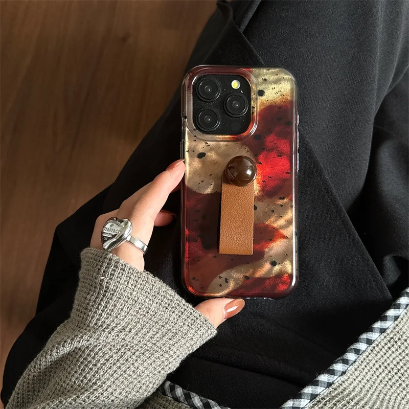 العنبر ميلارد سبلاش الحبر البقع الخريف الشتاء الفن جراب هاتف آيفون 17 16 15 14 13 برو ماكس حافظة لطيف فاخر الكرتون غطاء
