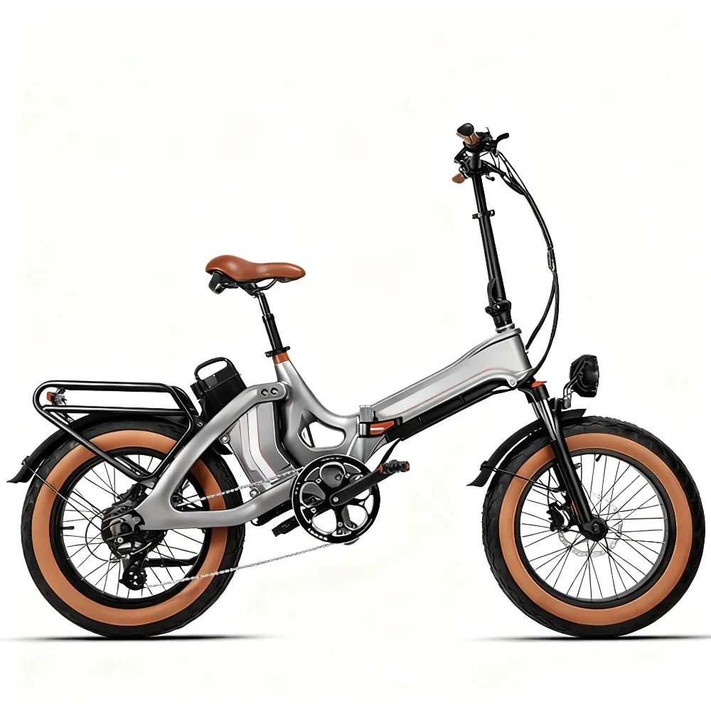 High Quality 48V 500W Electric Folding Bike 7 Speed Mini Pedal Assist City Foldable Road E-Bike with Vacuum Fat Tire