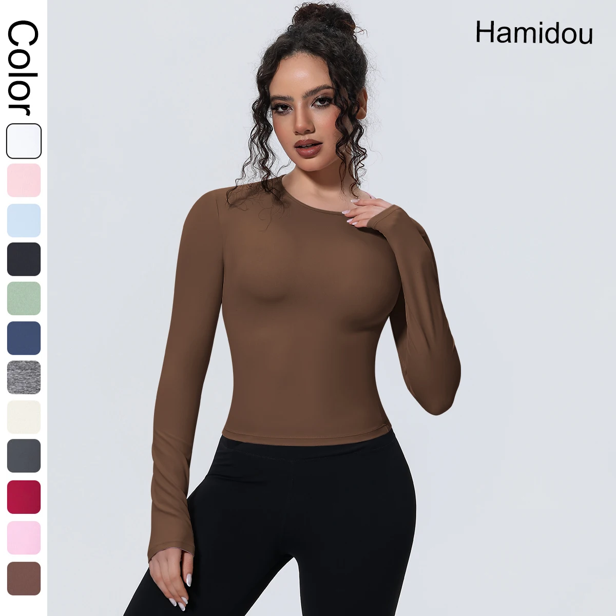 Slim Casual Running Shirts Naked Feel Solid Color Yoga Long Sleeves Gym Sports Top Tight Quick Drying Sports Running Workout Top