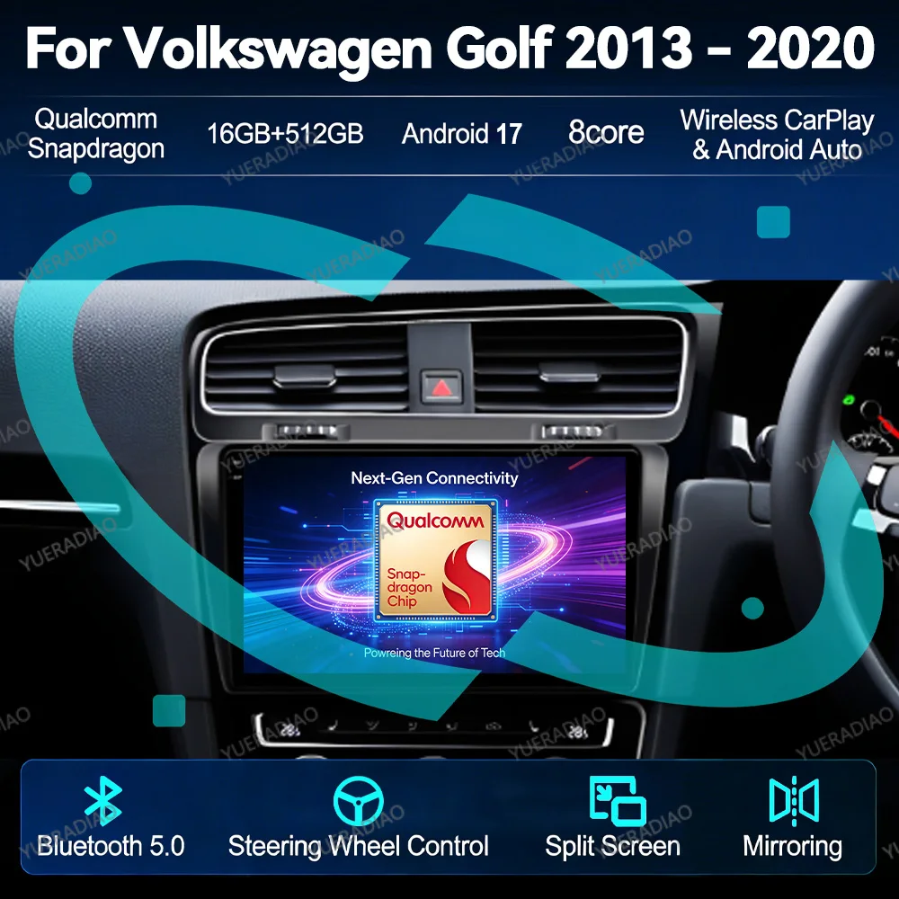 Android 17 Car Radio For Volkswagen VW Golf 7 MK7 GTI 2013 - 2020 Multimedia Video Player Wireless Carplay Auto 4G WIFI NAVI GPS