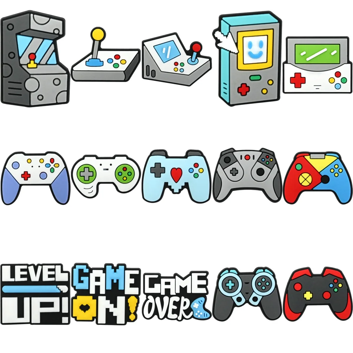 1-15Pcs Handheld Game Console Shoe Charms Level Up PVC Slipper Buckle Decorations For Children Party Presents